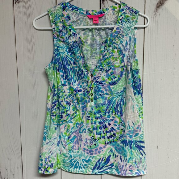 Lilly Pulitzer Essie Tank Top “Shell Of A Party” Medium EUC - Picture 1 of 9